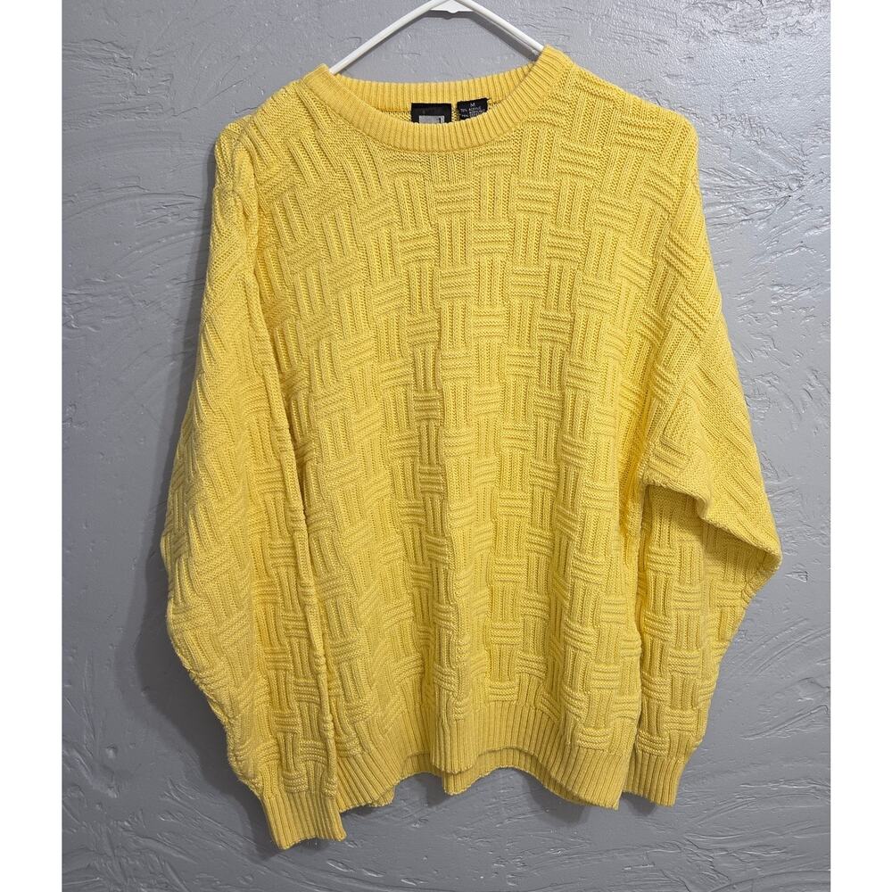 Jed Wear VINTAGE Men's Yellow Basketweave Knit Sweater Size M